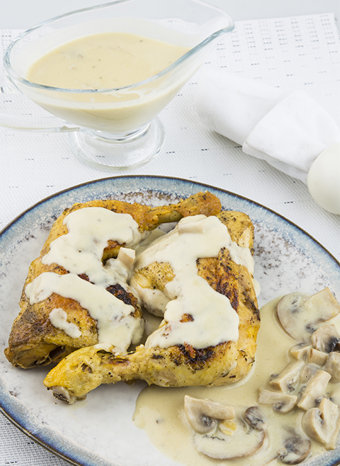Receta de pollo con cebolla y champiñones