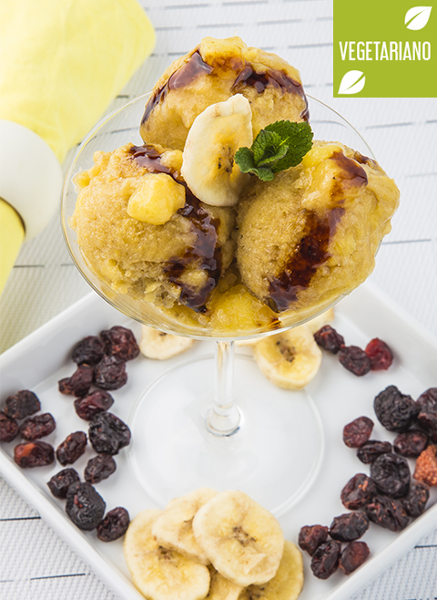 Receta helado de plátano y arándanos casero