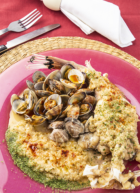 Monkfish with clams in green sauce recipe